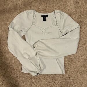 Design 365 Women's Light Blue Long Sleeve Top with Puffed Sleeves